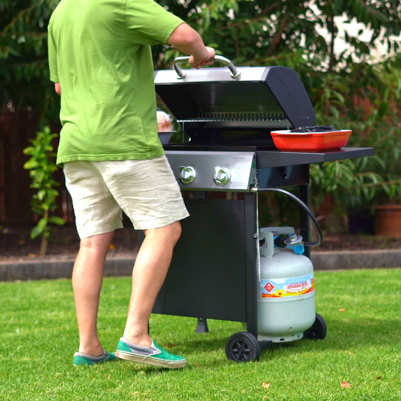 27,000 BTU 3 Burner Gas Grill with Wheels, Cover, & Side Shelves (Open Box)