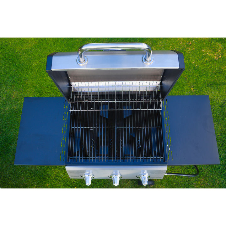 Grill Boss 27,000 BTU 3 Burner Gas Grill with Wheels, Cover, and Side Shelves