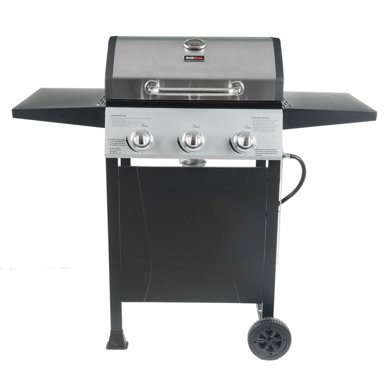 Grill Boss 27,000 BTU 3 Burner Gas Grill with Wheels, Cover, and Shelves (Used)