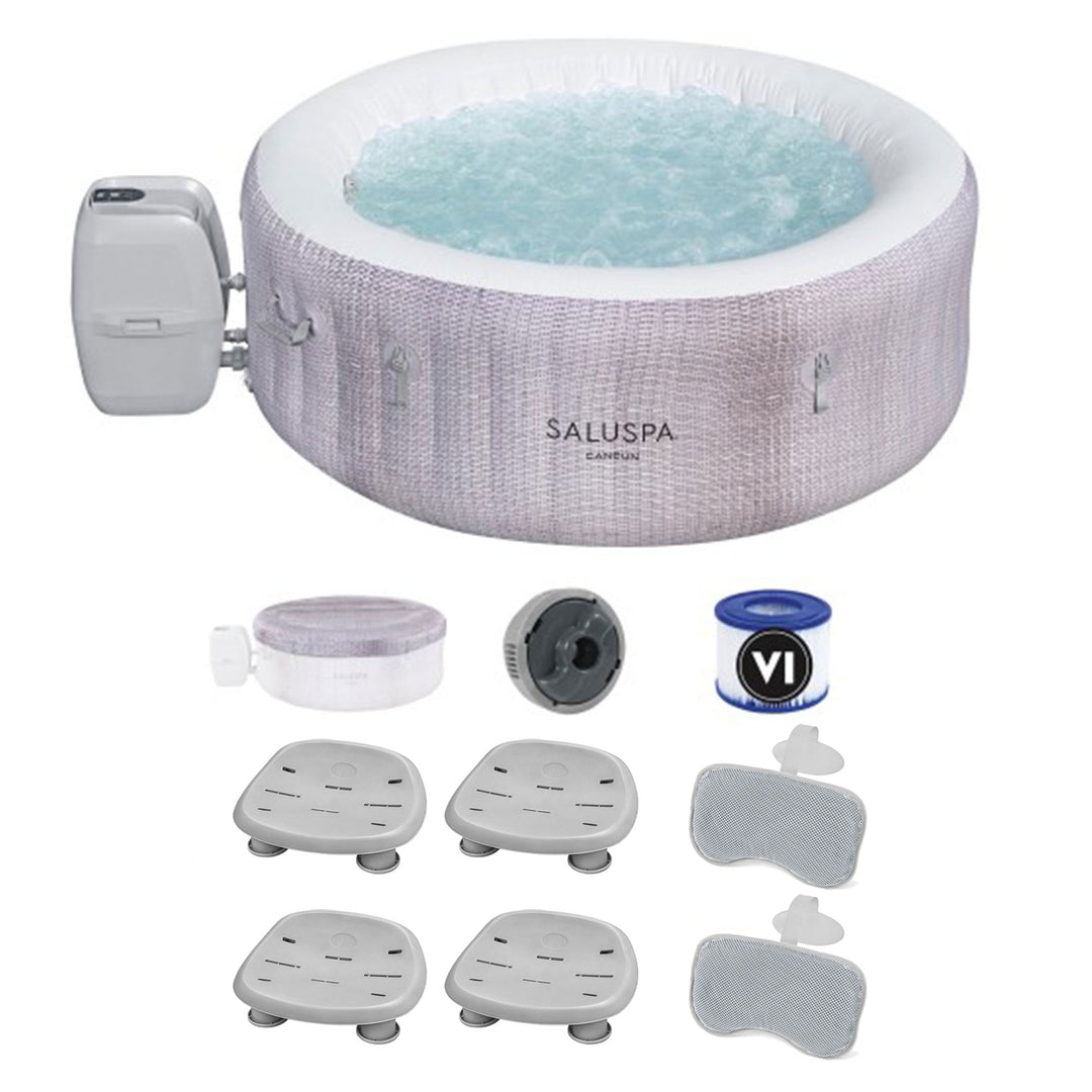 Bestway SaluSpa Cancun Inflatable Hot Tub with 2 SaluSpa Spa Seat and 2 Pillows