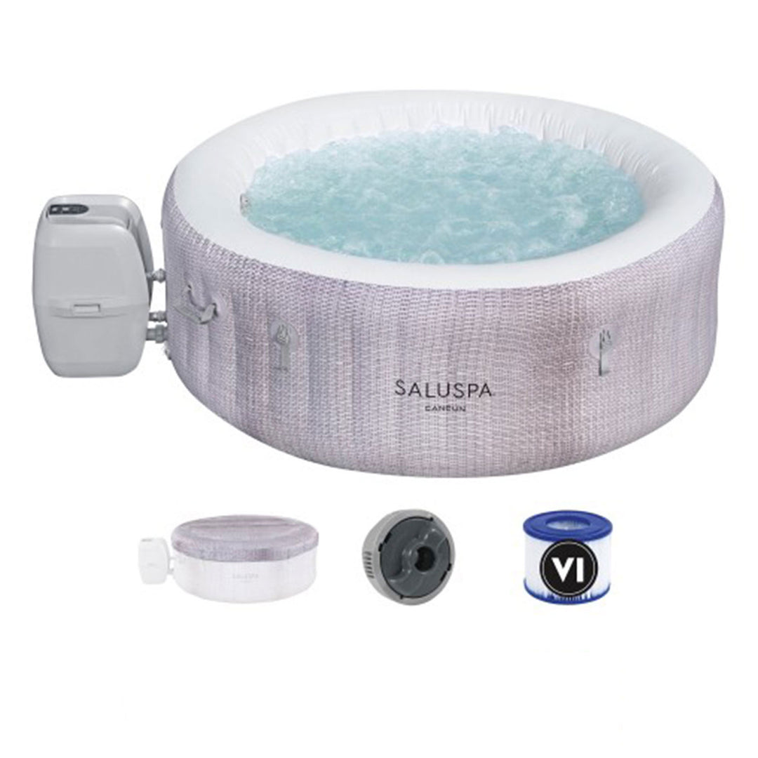 Bestway SaluSpa Cancun Inflatable Hot Tub w/4 SaluSpa Pool/Spa Seat & 4 Pillows
