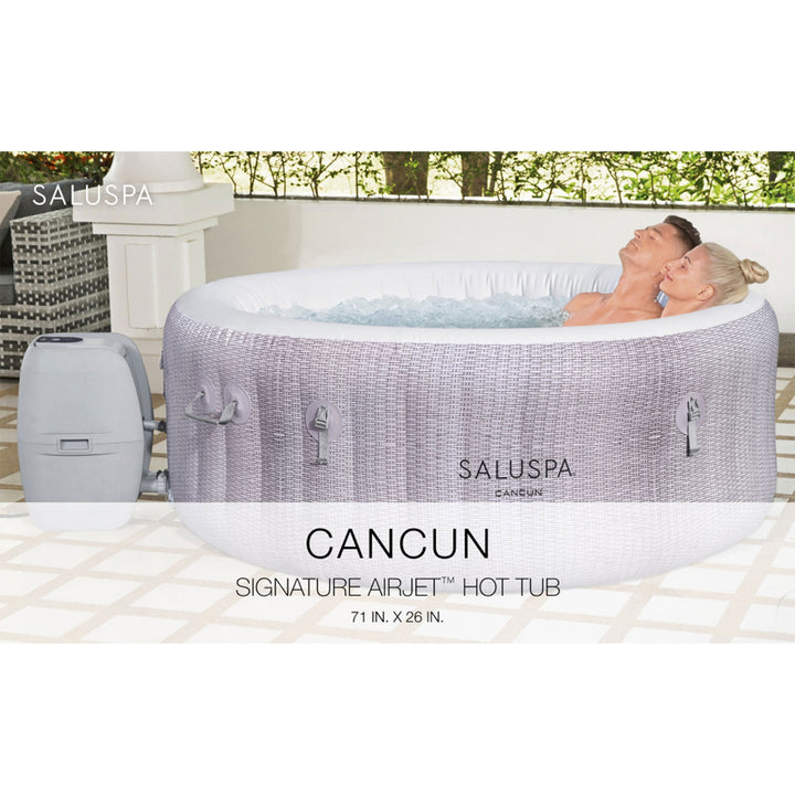 Bestway SaluSpa Cancun Inflatable Hot Tub w/4 SaluSpa Pool/Spa Seat & 4 Pillows