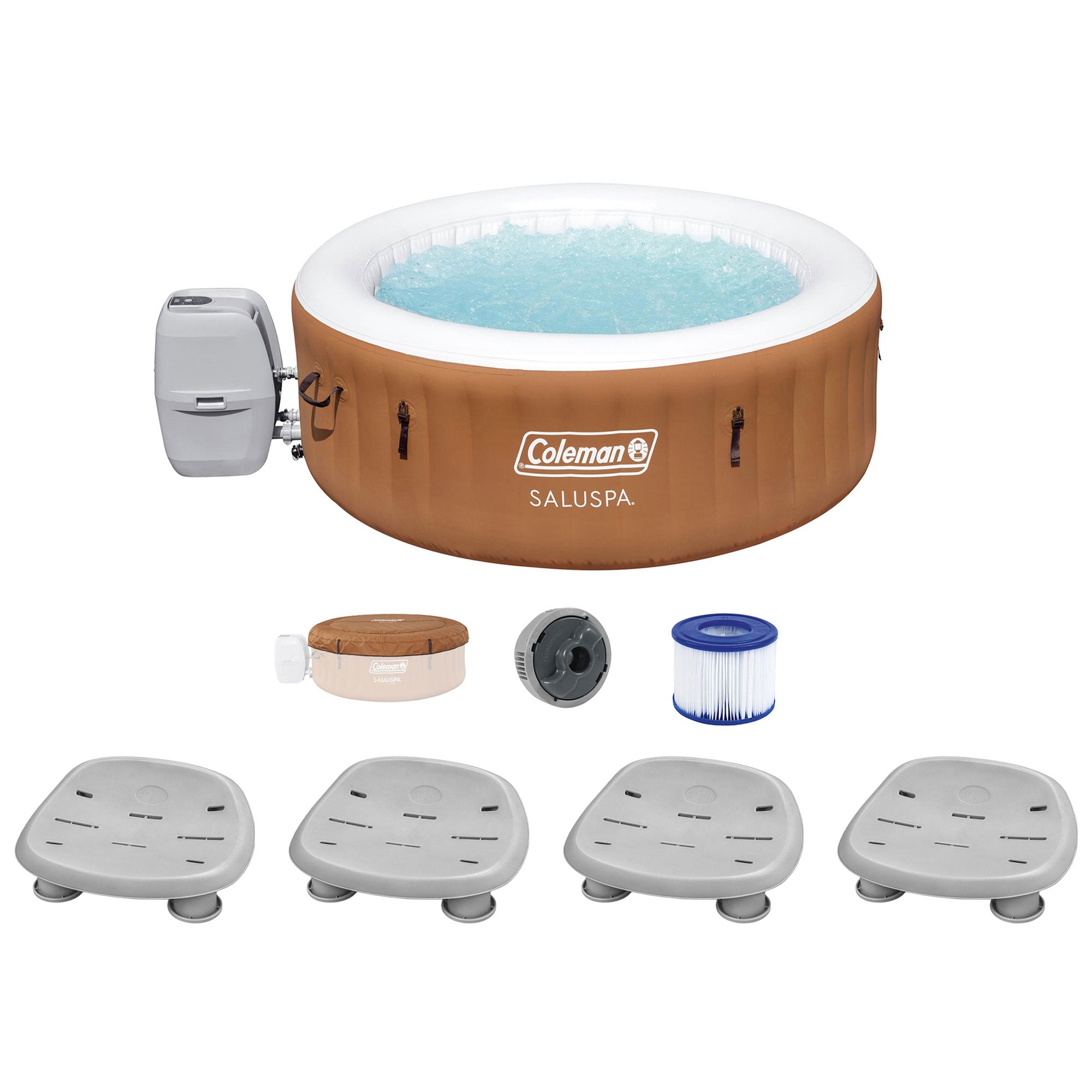 Bestway Coleman Miami AirJet Inflatable Hot Tub with 4 Pack SaluSpa Spa Seat - VMInnovations