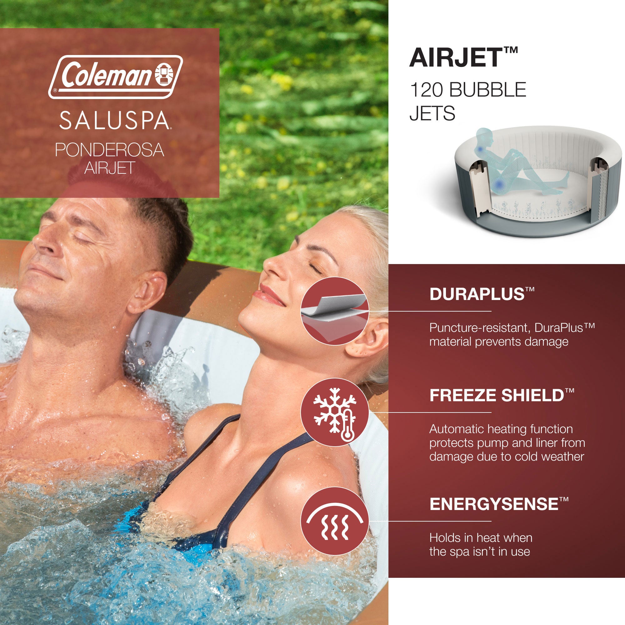 Bestway Miami AirJet Inflatable Hot Tub with 4 SaluSpa Seat & 4 Headrest Pillows