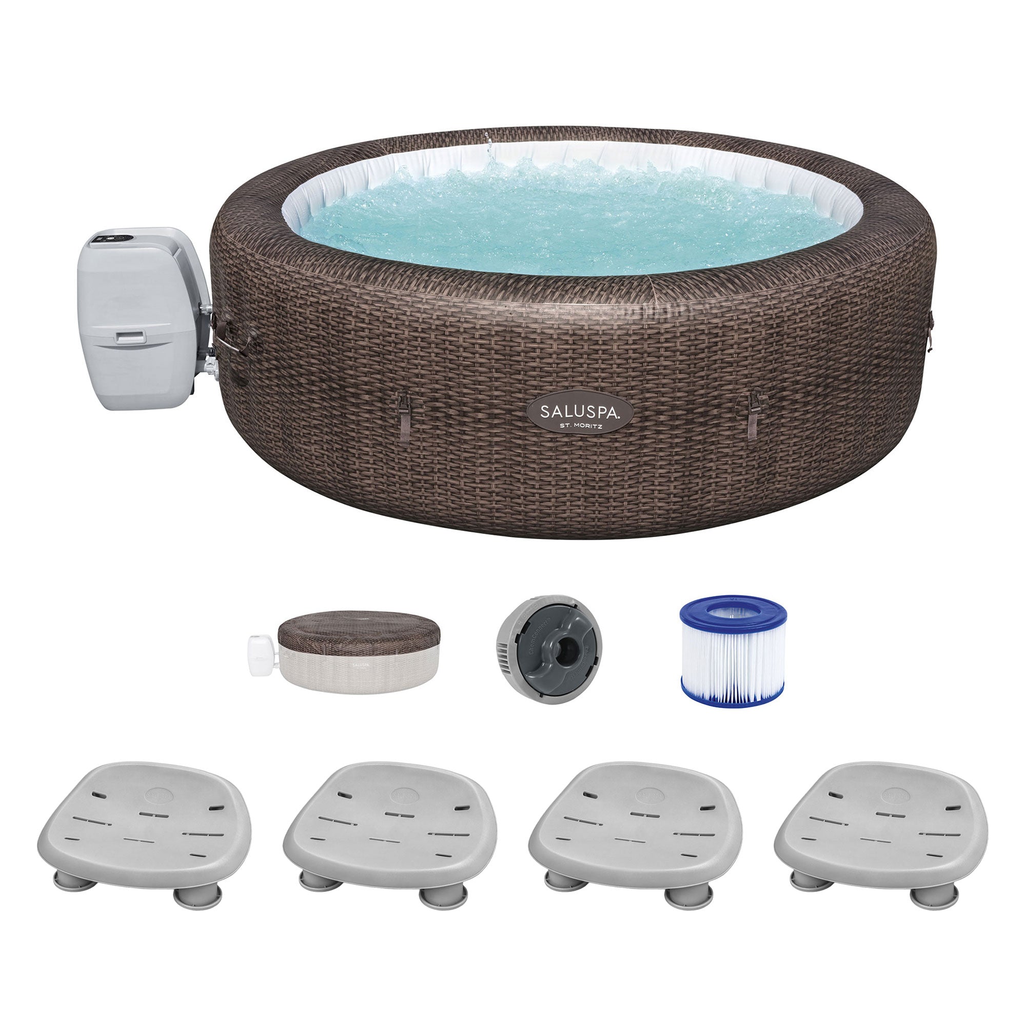 Bestway Coleman St Moritz AirJet Inflatable Hot Tub with 4 Pack SaluSpa Spa Seat - VMInnovations