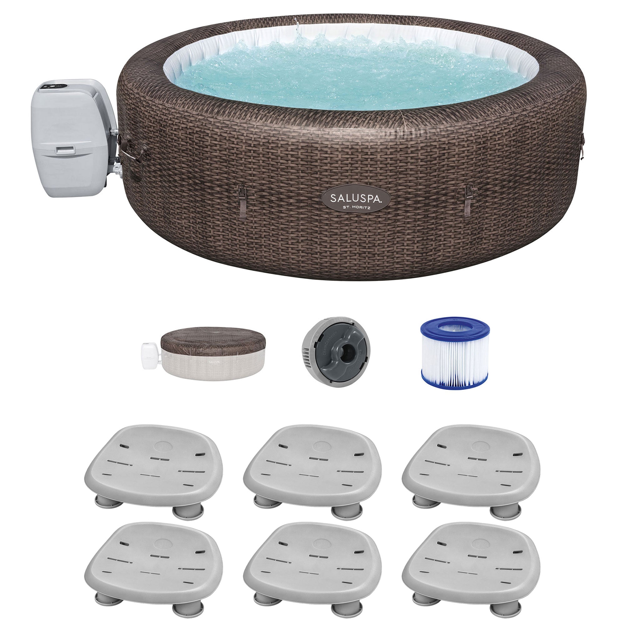 Bestway Coleman St Moritz AirJet Inflatable Hot Tub with 6 Pack SaluSpa Spa Seat - VMInnovations