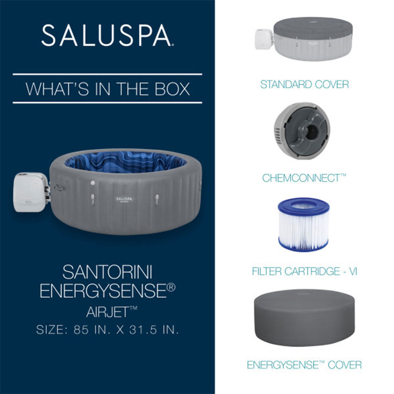 Bestway SaluSpa Santorini HydroJet Hot Tub w/Set of 2 SaluSpa Pool and Spa Seat