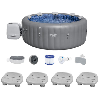 Bestway SaluSpa Santorini HydroJet Hot Tub w/Set of 4 SaluSpa Pool and Spa Seat