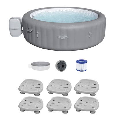 Bestway SaluSpa Grenada AirJet Hot Tub with Set of 6 Non Slip Pool and Spa Seat