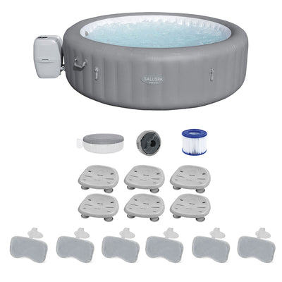 Bestway SaluSpa Grenada Hot Tub w/Set of 6 Spa Seat & 3 Pack Padded Pillows - VMInnovations