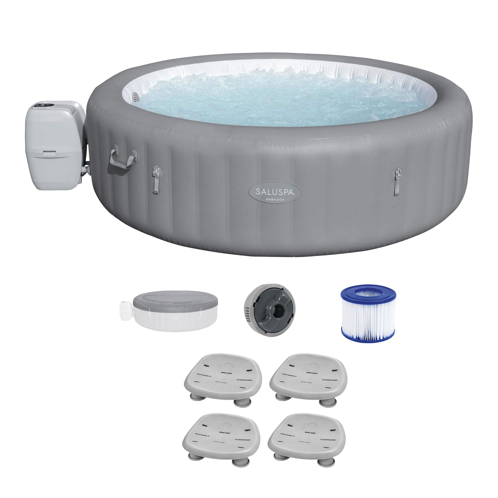 Bestway SaluSpa Grenada AirJet Inflatable Hot Tub w/Pool and Spa Seat (4 Pack) - VMInnovations