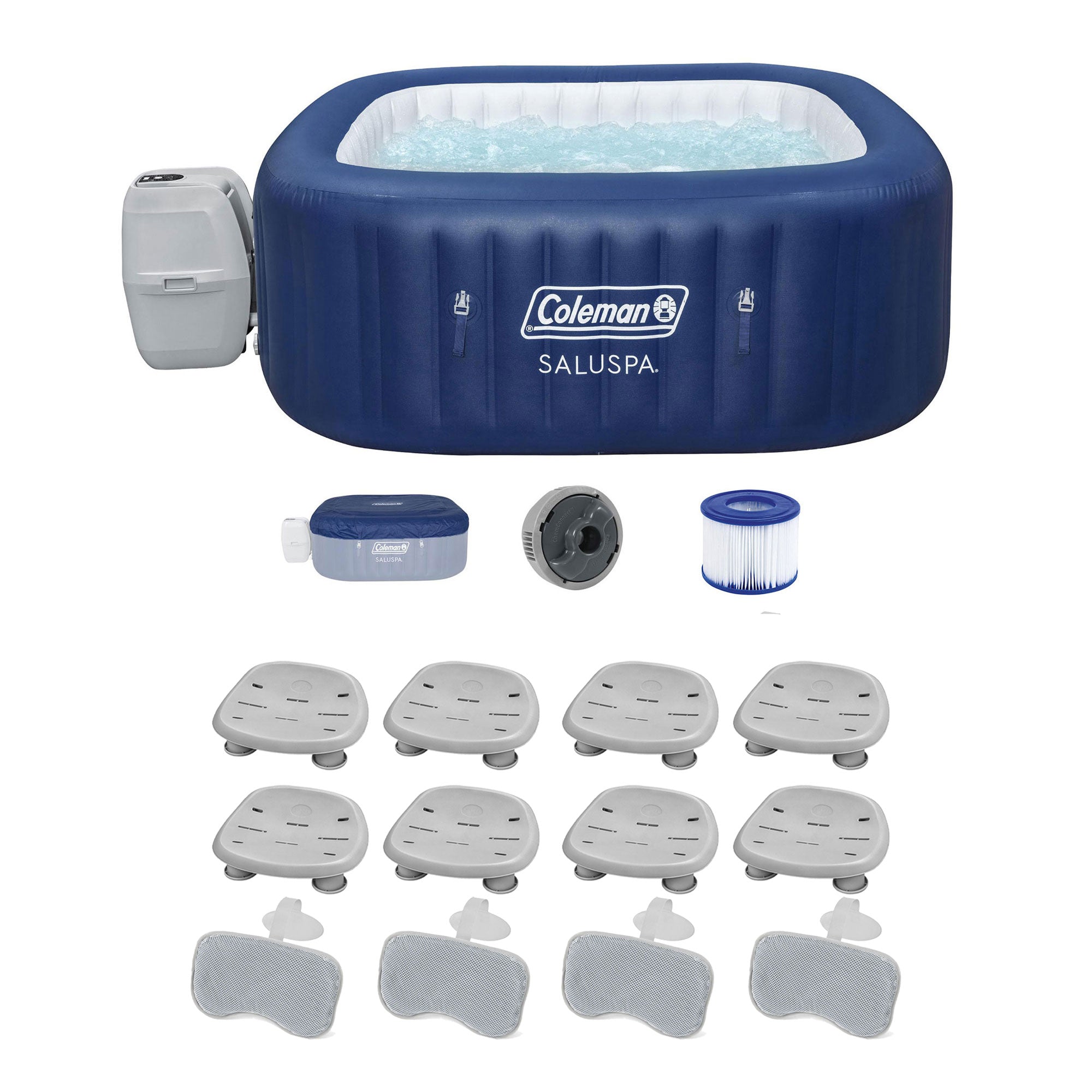 Bestway Coleman Hot Tub + Bestway SaluSpa Spa Seat + Bestway SaluSpa Pillows