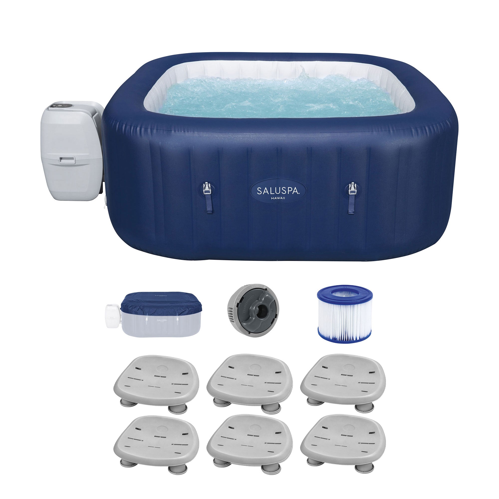 Bestway Hawaii AirJet Inflatable Hot Tub with 6 SaluSpa Non-Slip Pool & Spa Seat