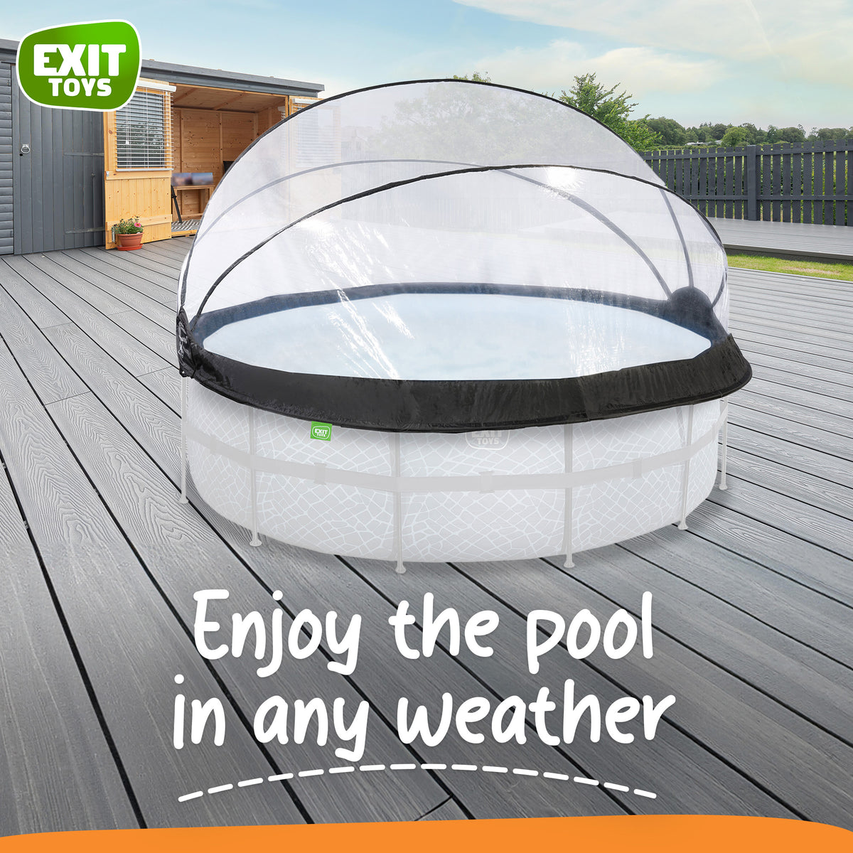 EXIT Toys 14 Foot Round Multifunctional Cover Dome Enclosure for Outdoor Pools