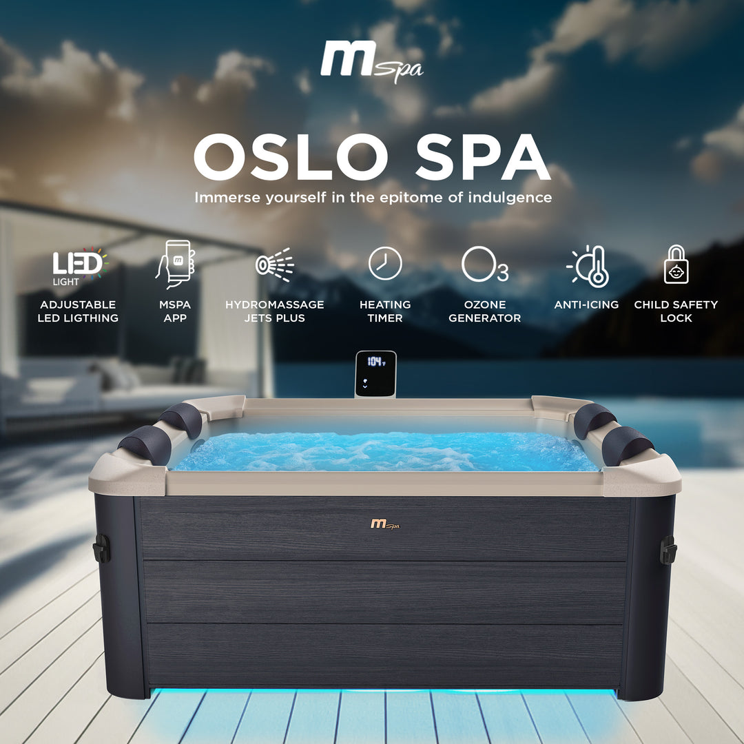 MSpa Square Bubble Spa w/Hard Exterior, Soft Lining Interior, & Hydro Jets, Oslo