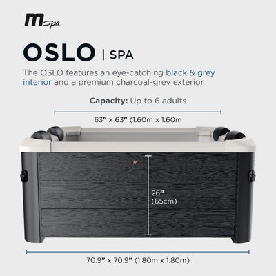 MSpa Oslo 6 Person Squared Hot Tub w/Hydro Massage Jets & LED Strip (Open Box) - VMInnovations