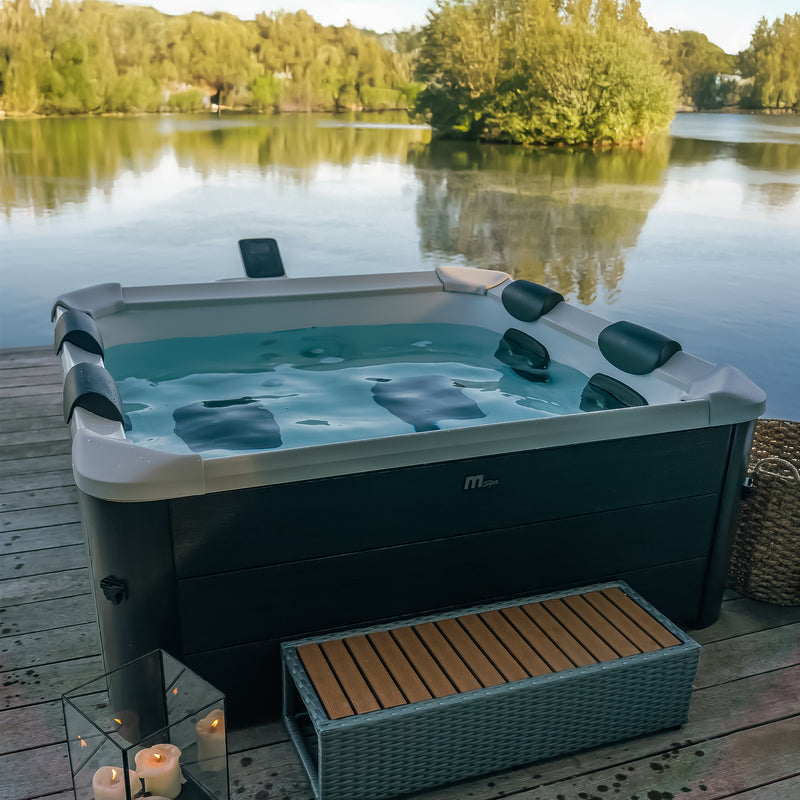 MSpa Square Bubble Spa w/Hard Exterior, Soft Lining Interior, & Hydro Jets, Oslo