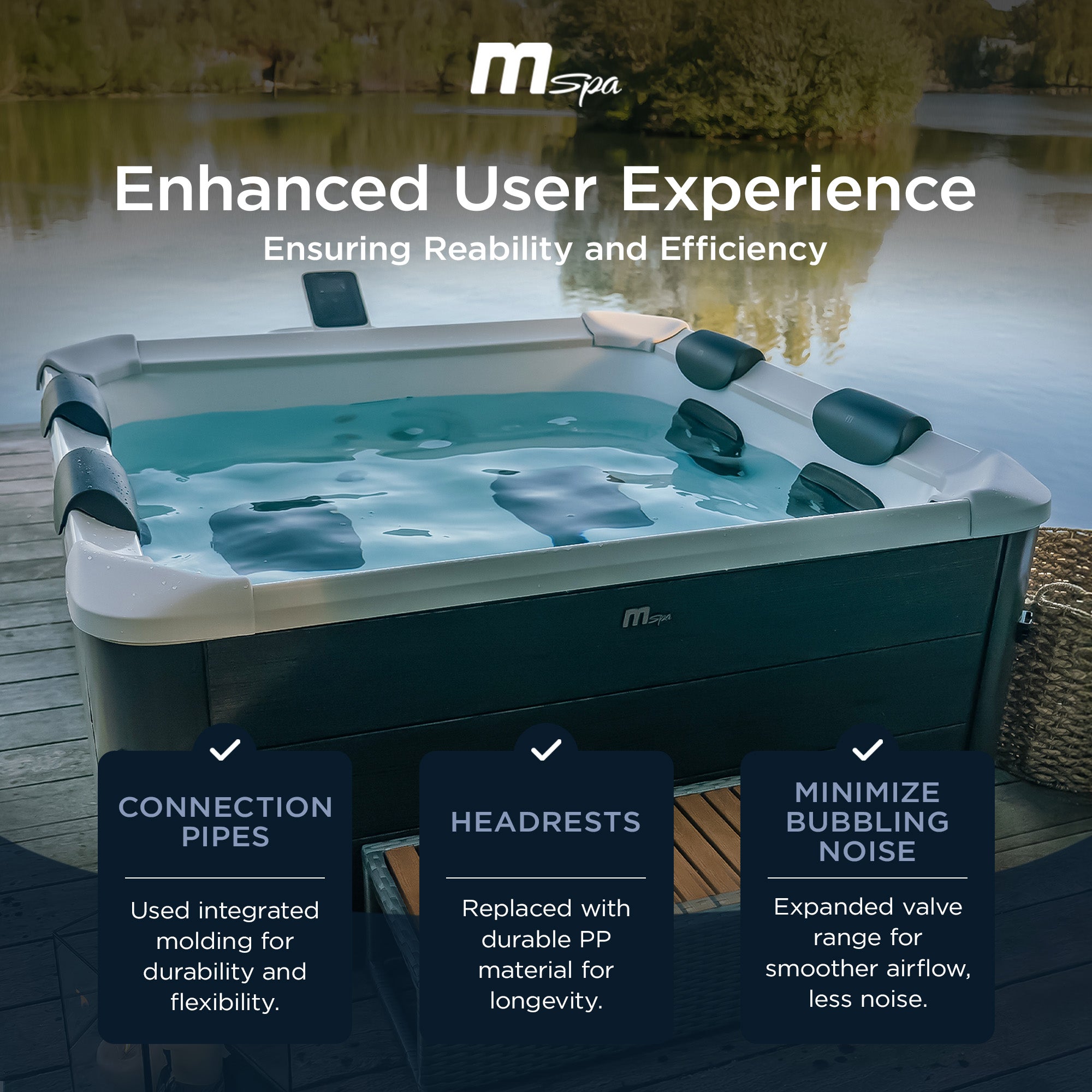 MSpa Square Bubble Spa w/Hard Exterior, Soft Lining Interior, & Hydro Jets, Oslo - VMInnovations