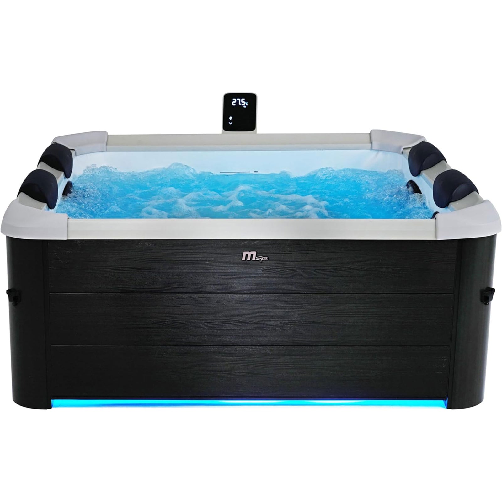 MSpa Oslo 6 Person Squared Hot Tub w/Hydro Massage Jets Plus & LED Strip (Used) - VMInnovations