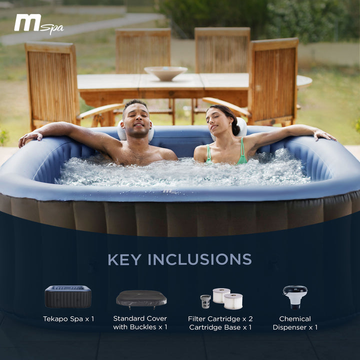MSpa Square Inflatable Bubble Massage Spa, 4 to 6 Person Outdoor Hot Tub, Tekapo