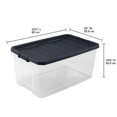 Sterilite 116 Quart Heavy Duty Box Stackable Storage Bin with Latching Lid, Ink - VMInnovations