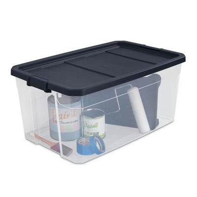 Sterilite 116 Quart Heavy Duty Box Stackable Storage Bin with Latching Lid, Ink - VMInnovations