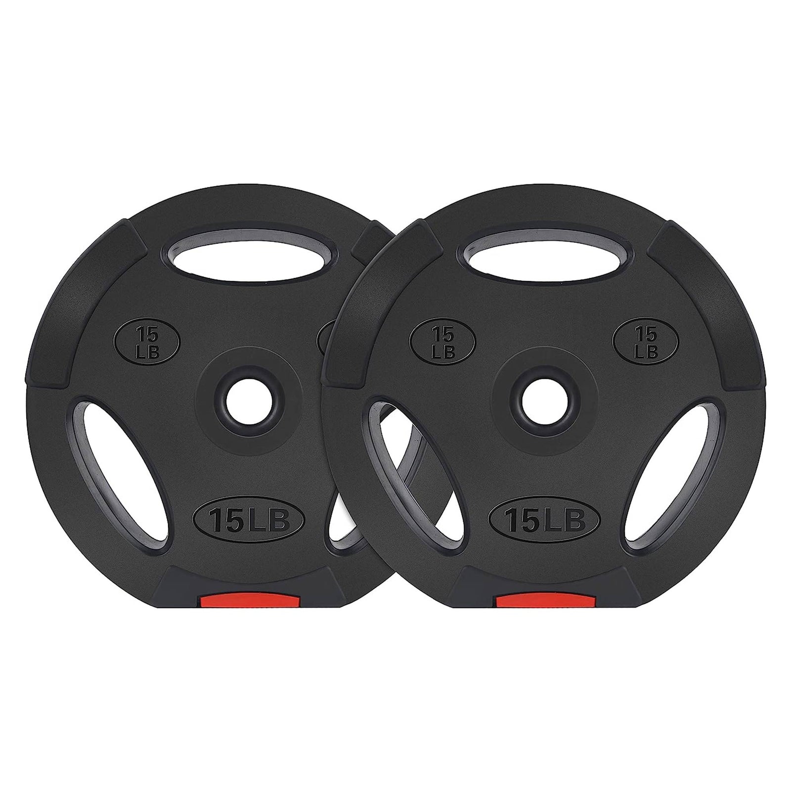 Signature Fitness Standard 15 Pound Coded Olympic Weight Plate, Black (Set of 2) - VMInnovations