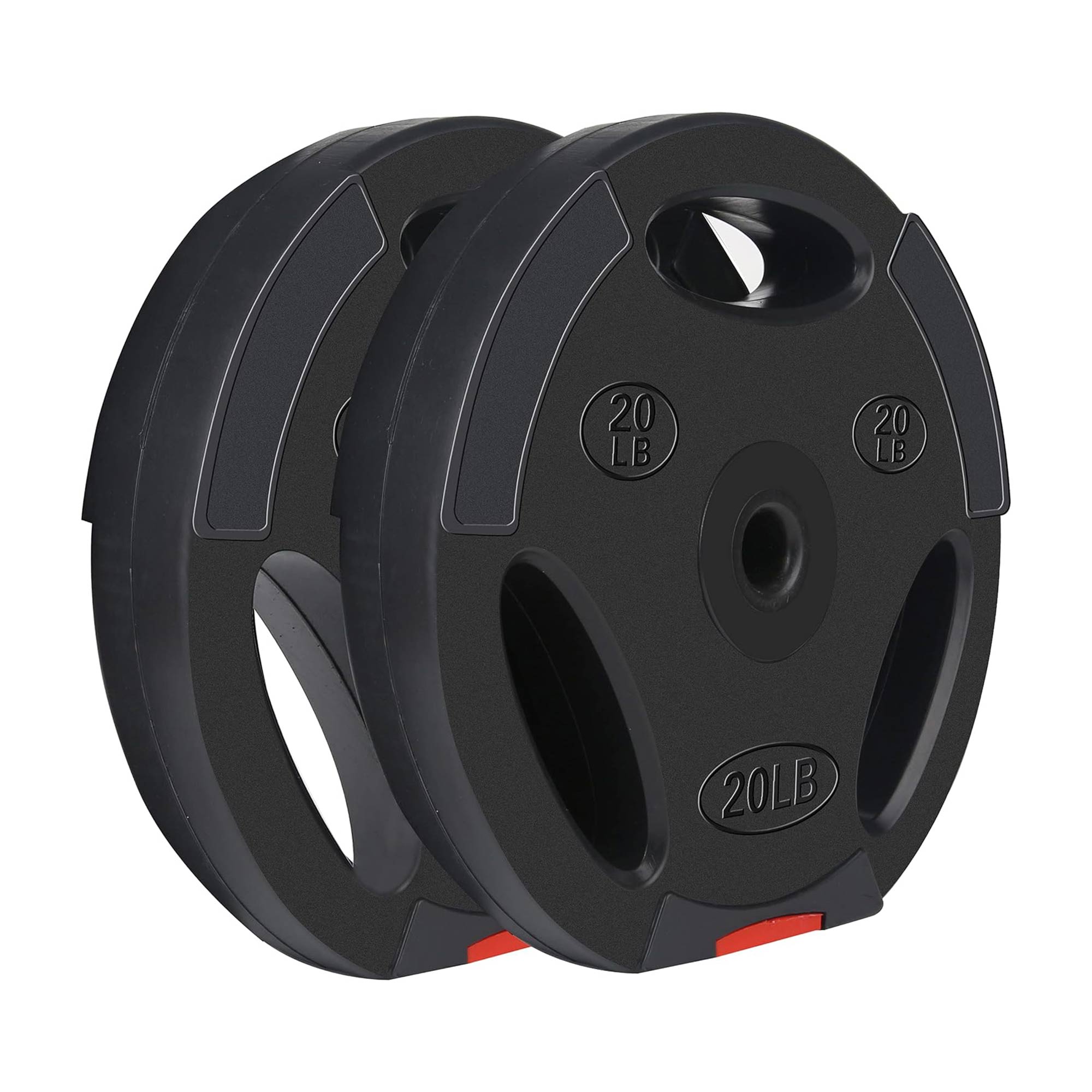 Signature Fitness Standard 20 Pound Coded Olympic Weight Plate, Black (Set of 2) - VMInnovations
