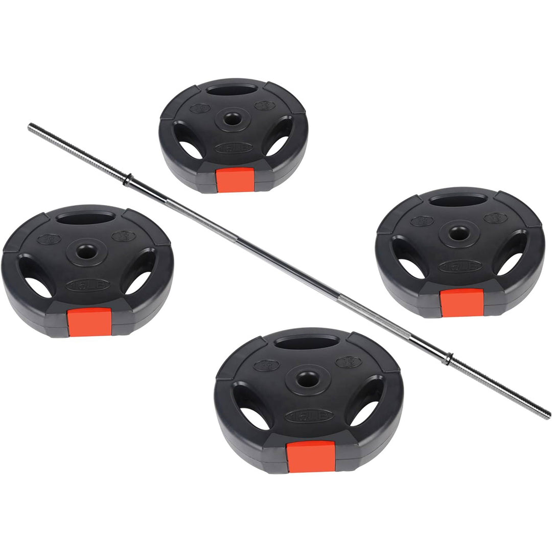 BalanceFrom Standard Coded Olympic Barbell 60 Pound Weight Plate Set (Open Box)