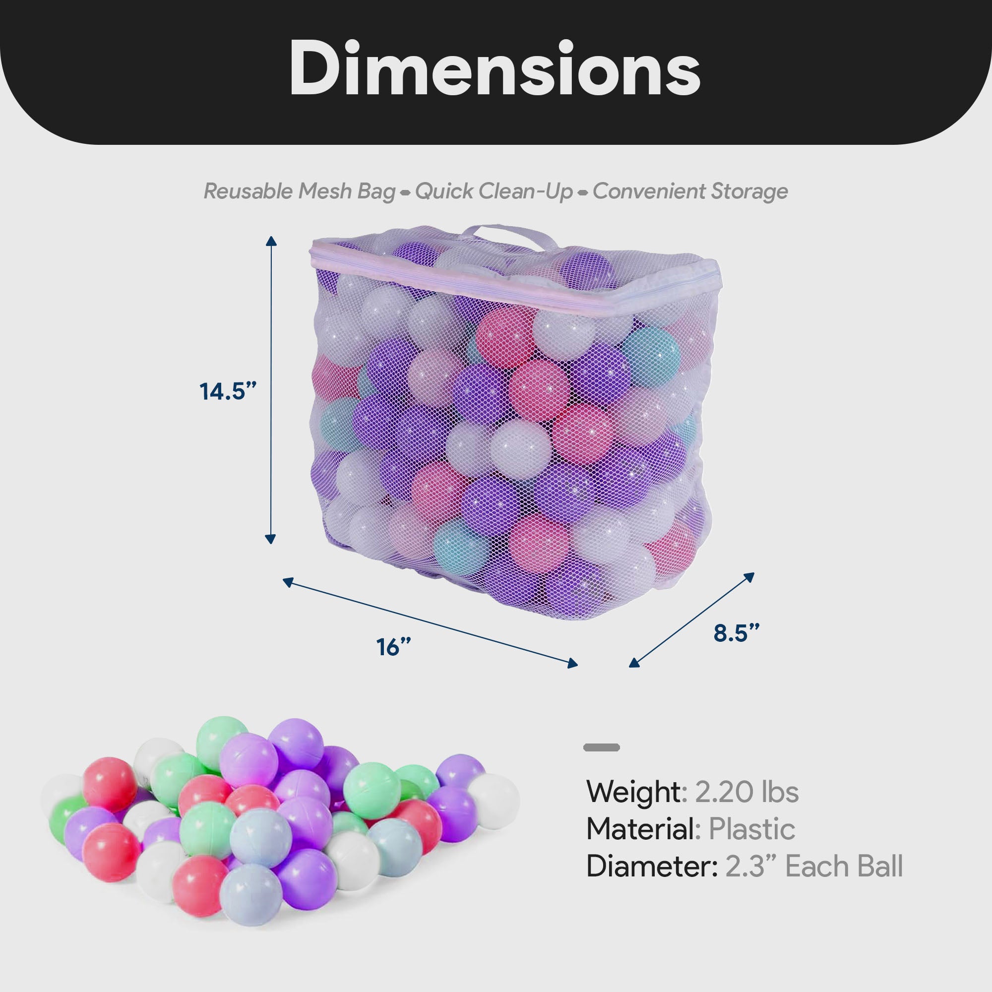 BalanceFrom Fitness 2.3" Crush Proof Play PitBalls w/Storage Bag,200 Count(Used)
