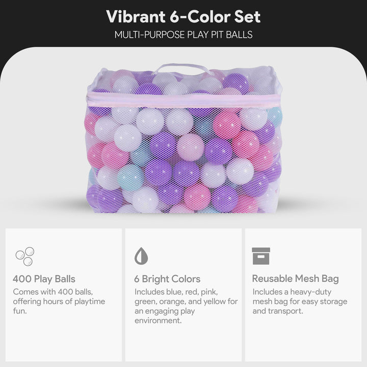 BalanceFrom Fitness 2.3" Crush Proof Play Pit Balls w/Storage Bag, 400 Count - VMInnovations