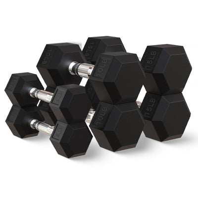 BalanceFrom Rubber Encased Hex 5, 8, & 10lb Dumbbells w/Metal Rack (For Parts) - VMInnovations