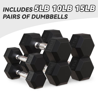 BalanceFrom Signature Alloy Steel Rubber Encased Hex Dumbbell Set, Black (Used)