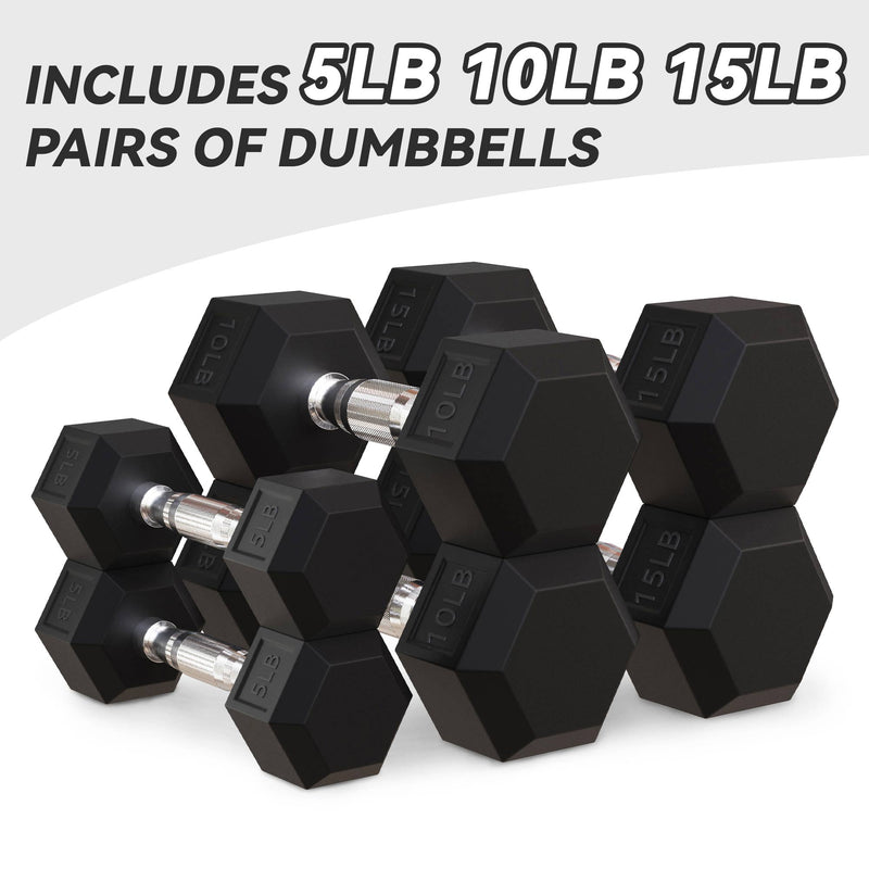 BalanceFrom Fitness Signature Alloy Steel Rubber Encased Hex Dumbbell Set, Black