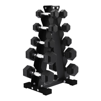 BalanceFrom Alloy Steel Fitness Rubber Encased Hex Dumbbell Set, Black(Open Box) - VMInnovations
