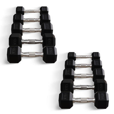 BalanceFrom Steel Fitness Rubber Encased Hex Dumbbell Set, Black (For Parts) - VMInnovations