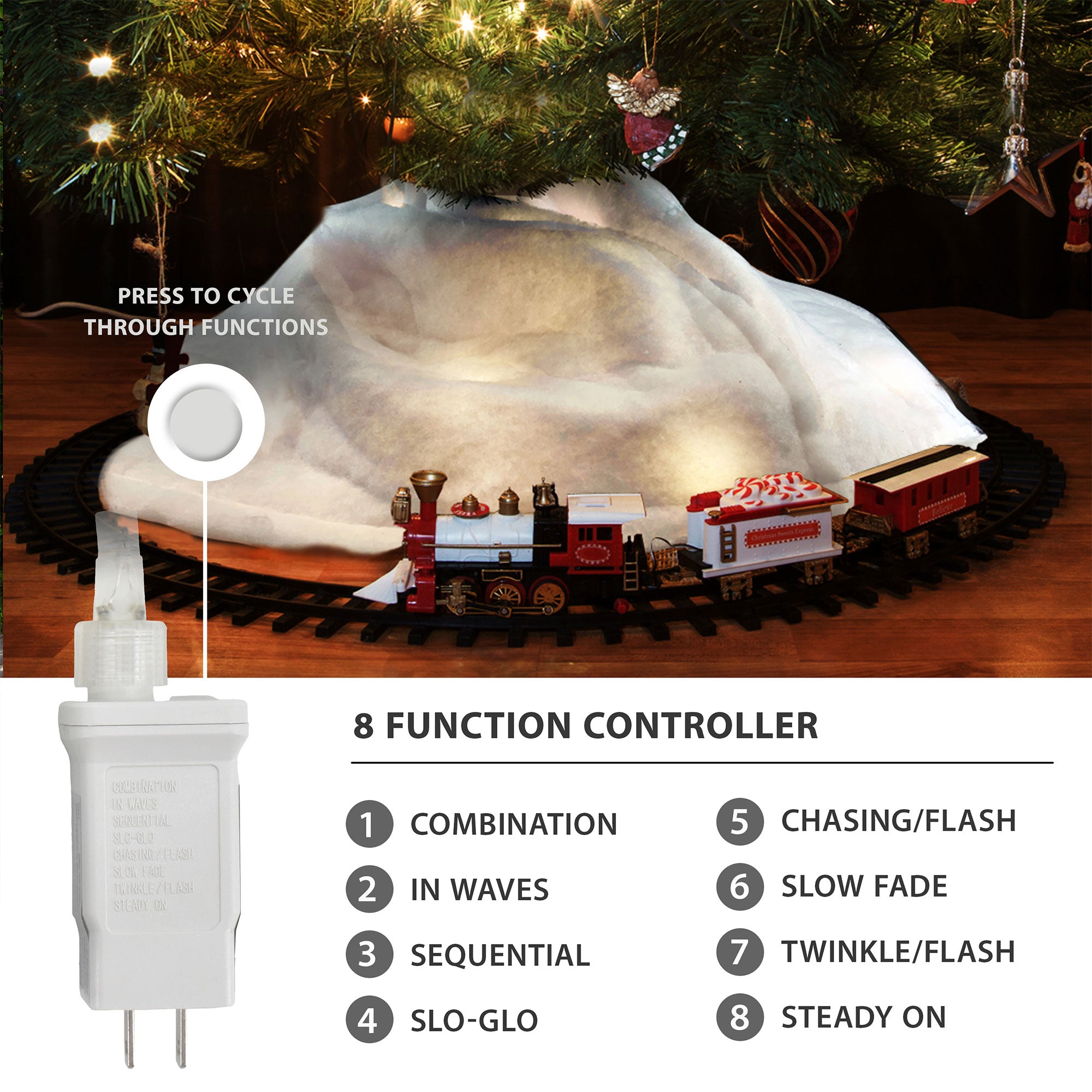 ProductWorks Pre-Lit Snow Cover Blanket 8 Function Holiday Decoration, 48" x 15" - VMInnovations