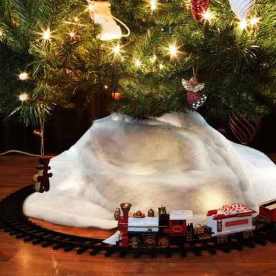 ProductWorks Pre-Lit Snow Cover Blanket 8 Function Holiday Decoration, 60" x 15"