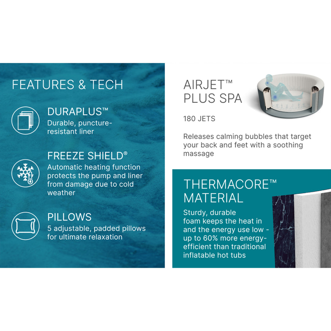 Bestway SaluSpa 7 Person Smart AirJet Plus Hot Tub & App Control, Brown (Used) - VMInnovations