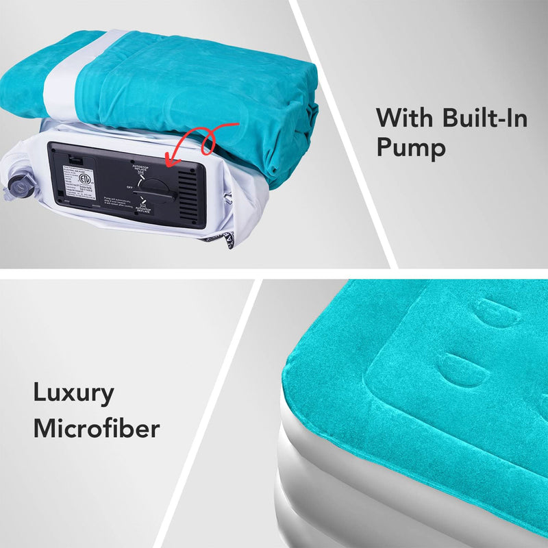 House Day Twin Air Mattress w/ Built In Pump & Luxury Microfiber for Indoor Use