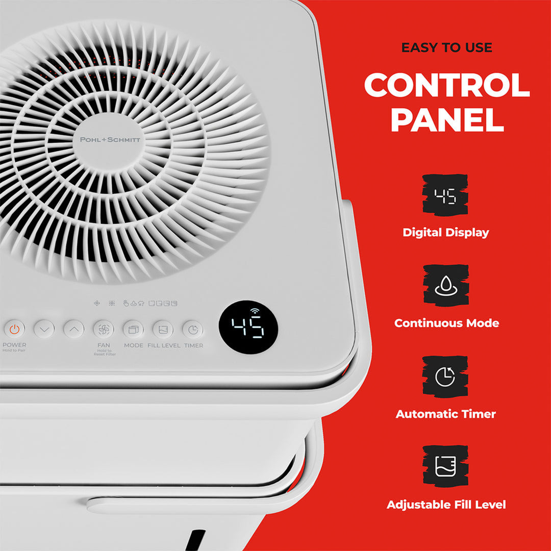 Pohl Schmitt 50 Pint Cube Dehumidifier with 360 Degree Casters for Indoor Use - VMInnovations