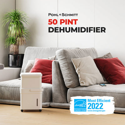 Pohl Schmitt 50 Pint Cube Dehumidifier with 360 Degree Casters for Indoor Use