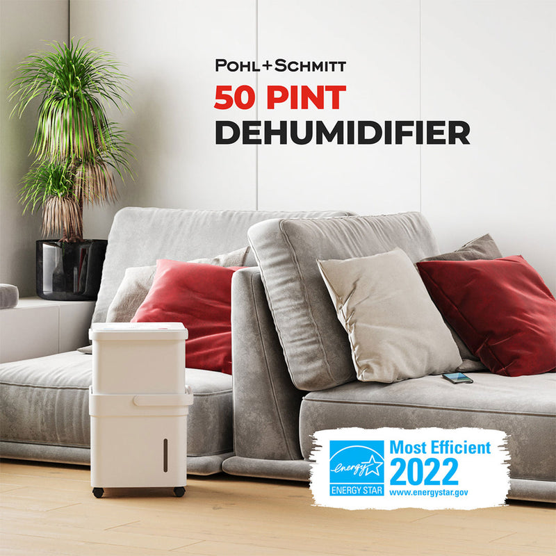 Pohl Schmitt 50 Pint Cube Dehumidifier with 360 Degree Casters for Indoor Use