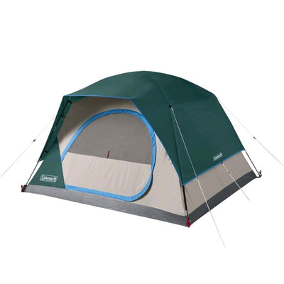 Coleman SKYDOME 6 Person Camping Tent with Mesh Storage Pockets & Bag, Evergreen - VMInnovations