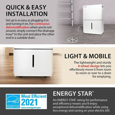 Toshiba 35 Pint Portable Home Room Dehumidifier, White (Used) - VMInnovations