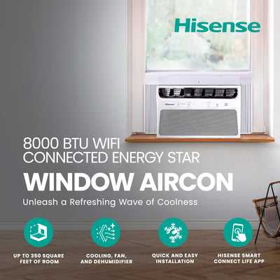 Hisense 8000 BTU Wifi Connected ENERGY STAR Window AC (Refurbished) - VMInnovations