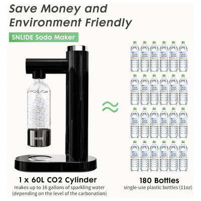 SNLIDE Soda Maker Soda Water Machine w/1,000ML Bottle & DIY Stickers(Open Box) - VMInnovations