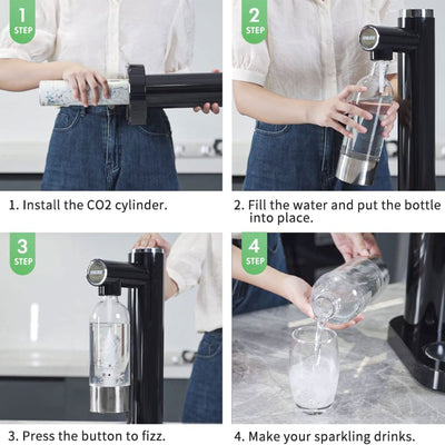 SNLIDE Soda Maker Soda Water Machine w/1,000ML Bottle & DIY Stickers(Open Box) - VMInnovations