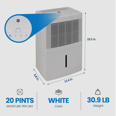 General Electric 20 Pint Portable Dehumidifier w/Drain (Refurbished) (Used) - VMInnovations