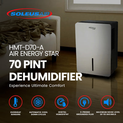 SoleusAir HMT-D70-A Air Energy Star 70 Pint Dehumidifier (Refurbished) - VMInnovations